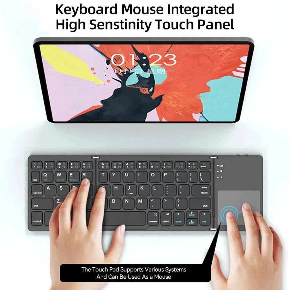Tastiera pieghevole Bluetooth per Android, Windows, iOS, cellulari, tablet, computer